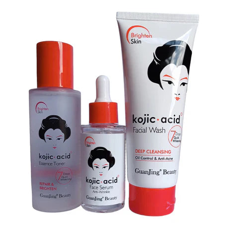 Kojic Acid Face Wash, Toner & Face Serum Complete Brightening Routine Combo